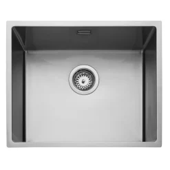 Rangemaster Kube 1 Bowl Brushed Stainless Steel Inset/Undermount Sink & Waste Kit - 540 x 440mm