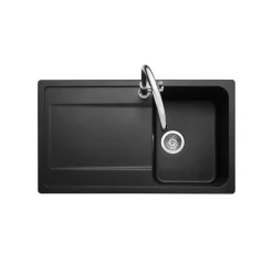 Rangemaster Loa 1 Bowl Igneous Granite Kitchen Sink with Reversible Drainer & Waste Kit - 860 x 500mm