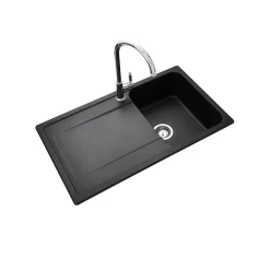 Rangemaster Loa 1 Bowl Igneous Granite Kitchen Sink with Reversible Drainer & Waste Kit - 860 x 500mm