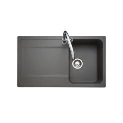 Rangemaster Loa 1 Bowl Igneous Granite Kitchen Sink with Reversible Drainer & Waste Kit - 860 x 500mm