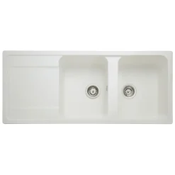 Rangemaster Loa 2 Bowl Igneous Granite Kitchen Sink with Reversible Drainer & Waste Kit - 1160 x 500mm