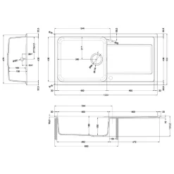 Rangemaster Loa 1 Bowl Igneous Granite Kitchen Sink with Reversible Drainer & Waste Kit - 1000 x 500mm