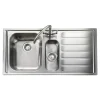 Rangemaster Manhattan 1.5 Bowl Brushed Stainless Steel Sink & Waste Kit with Right Hand Drainer - 1010 x 515mm