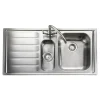 Rangemaster Manhattan 1.5 Bowl Brushed Stainless Steel Sink & Waste Kit with Left Hand Drainer - 1010 x 515mm