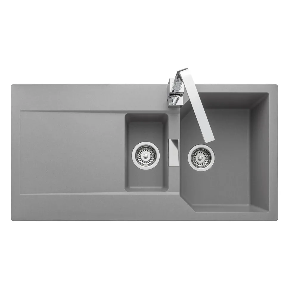 Rangemaster Mayon 1.5 Bowl Igneous Granite Kitchen Sink & Waste Kit with Reversible Drainer - 1000 x 510mm