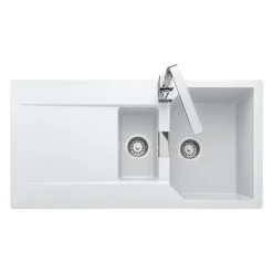Rangemaster Mayon 1.5 Bowl Igneous Granite Kitchen Sink & Waste Kit with Reversible Drainer - 1000 x 510mm