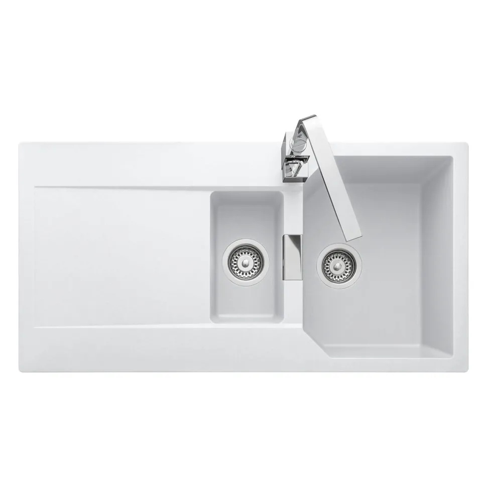 Rangemaster Mayon 1.5 Bowl Igneous Granite Kitchen Sink & Waste Kit with Reversible Drainer - 1000 x 510mm