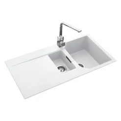 Rangemaster Mayon 1.5 Bowl Igneous Granite Kitchen Sink & Waste Kit with Reversible Drainer - 1000 x 510mm