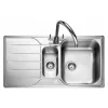 Rangemaster Michigan 1.5 Bowl Brushed Stainless Steel Sink & Waste Kit with Reversible Drainer - 950 x 508mm