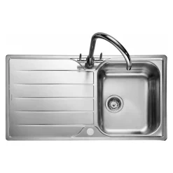 Rangemaster Michigan Single Bowl Brushed Stainless Steel Sink & Waste Kit with Reversible Drainer - 950 x 508mm