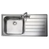 Rangemaster Oakland 1 Bowl Brushed Stainless Steel Sink & Waste Kit with Right Hand Drainer - 985 x 508mm