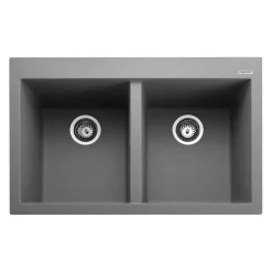 Rangemaster Oridian Inset 2 Bowl Igneous Granite Composite Kitchen Sink & Waste Kit - 790 x 500mm