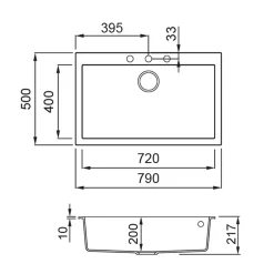 Rangemaster Oridian Inset 1 Bowl Igneous Granite Composite Kitchen Sink & Waste Kit - 790 x 500mm