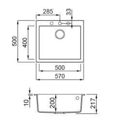 Rangemaster Oridian Inset 1 Bowl Igneous Granite Composite Kitchen Sink & Waste Kit - 570 x 500mm