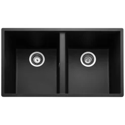Rangemaster Oridian Undermount 2 Bowl Igneous Granite Composite Kitchen Sink & Waste Kit - 760 x 435mm