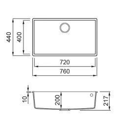 Rangemaster Oridian Undermount 1 Bowl Igneous Granite Composite Kitchen Sink & Waste Kit - 760 x 440mm