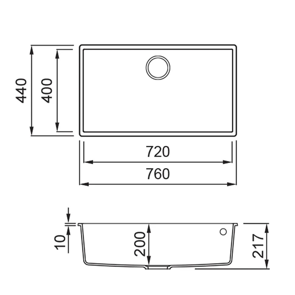 Rangemaster Oridian Undermount 1 Bowl Igneous Granite Composite Kitchen Sink & Waste Kit - 760 x 440mm