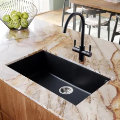 Rangemaster Oridian Undermount 1 Bowl Igneous Granite Composite Kitchen Sink & Waste Kit - 760 x 440mm