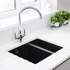 Rangemaster Paragon 1.5 Bowl Igneous Granite Composite Undermount Kitchen Sink & Waste Kit - 550 x 430mm