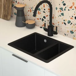 Rangemaster Paragon 1.5 Bowl Igneous Granite Composite Undermount Kitchen Sink & Waste Kit - 550 x 430mm