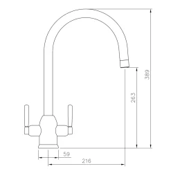 Rangemaster Parma Twin Lever Kitchen Mixer Tap with Swivel Spout