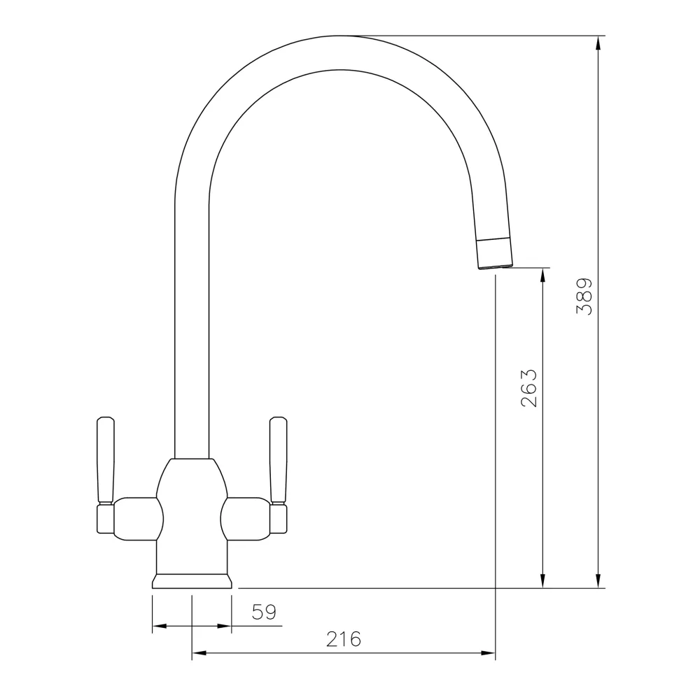 Rangemaster Parma Twin Lever Kitchen Mixer Tap with Swivel Spout