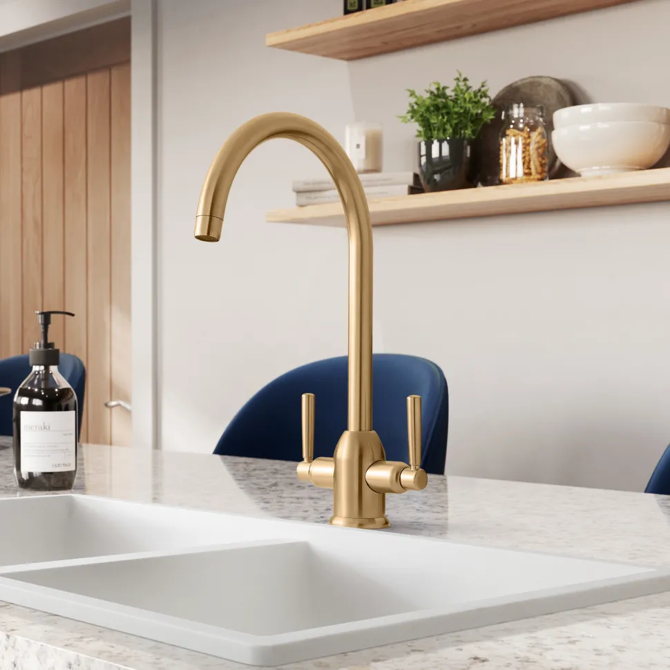 Rangemaster Parma Twin Lever Kitchen Mixer Tap with Swivel Spout