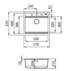 Rangemaster Prato Inset 1 Bowl Igneous Granite Composite Kitchen Sink & Waste Kit - 570 x 510mm