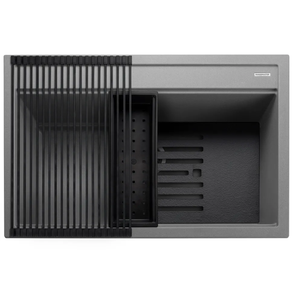 Rangemaster Prato Inset 1 Bowl Igneous Granite Composite Kitchen Sink & Waste Kit - 790 x 510mm