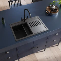 Rangemaster Prato Inset 1 Bowl Igneous Granite Composite Kitchen Sink & Waste Kit - 790 x 510mm