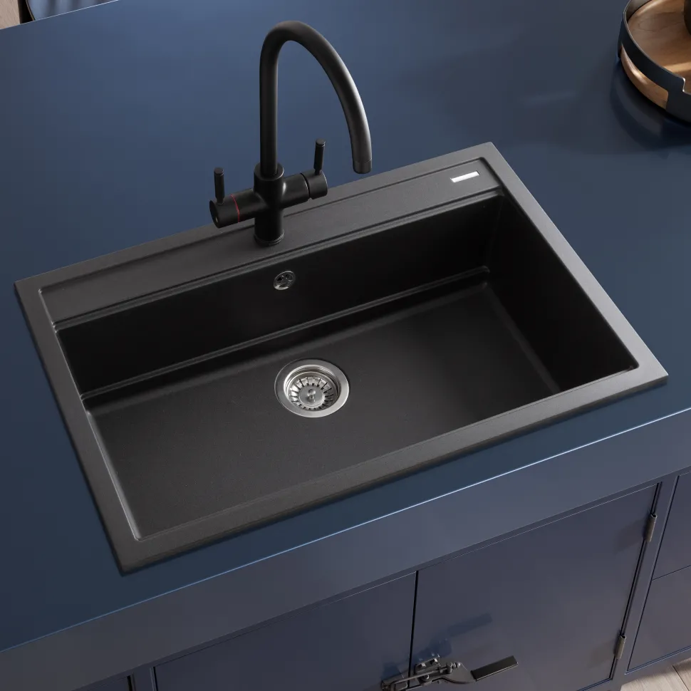 Rangemaster Prato Inset 1 Bowl Igneous Granite Composite Kitchen Sink & Waste Kit - 790 x 510mm