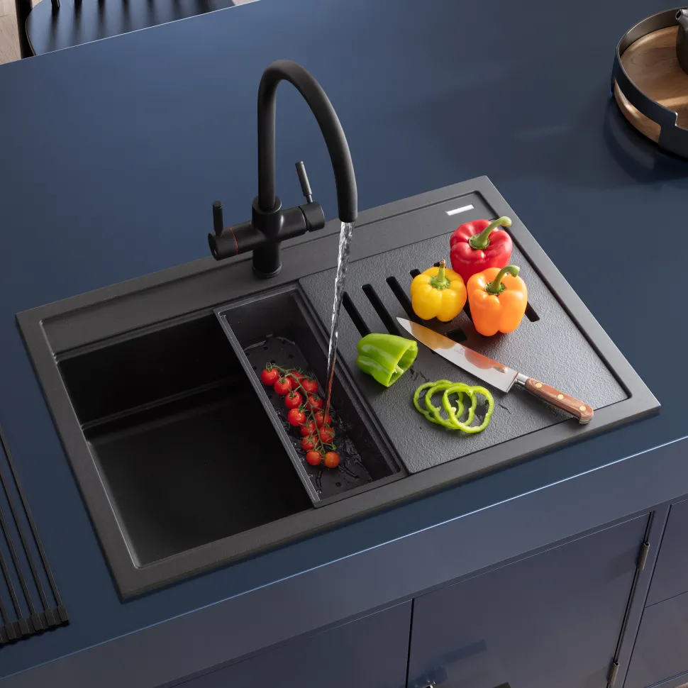 Rangemaster Prato Inset 1 Bowl Igneous Granite Composite Kitchen Sink & Waste Kit - 790 x 510mm