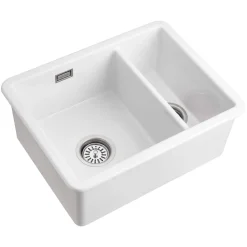 Rangemaster Rustique 1.5 Bowl Ceramic Undermount / Inset Kitchen Sink & Waste Kit - 557 x 430 mm