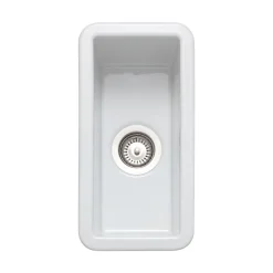 Rangemaster Rustique 0.5 Bowl Inset/Undermount Fireclay White Ceramic Kitchen Sink & Waste Kit - 234 x 460mm