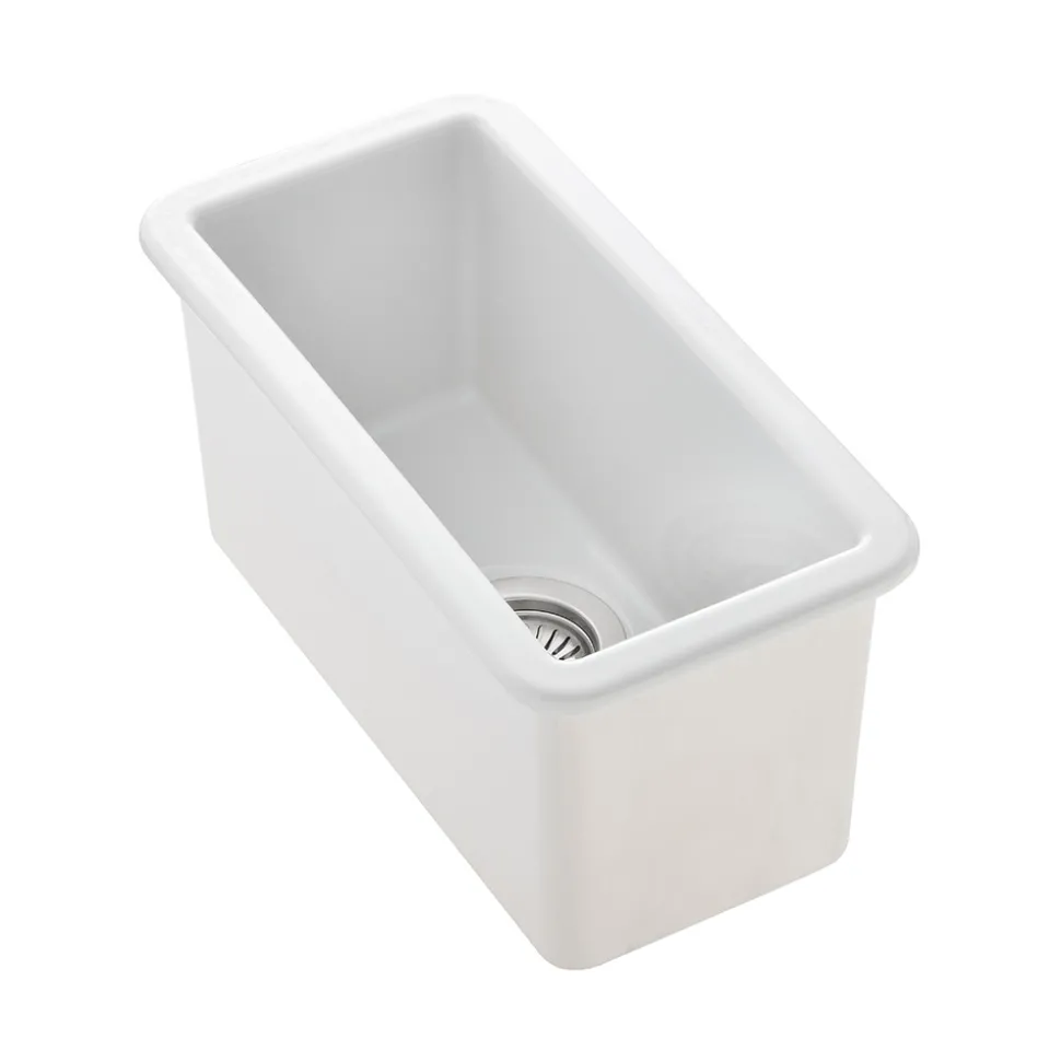 Rangemaster Rustique 0.5 Bowl Inset/Undermount Fireclay White Ceramic Kitchen Sink & Waste Kit - 234 x 460mm