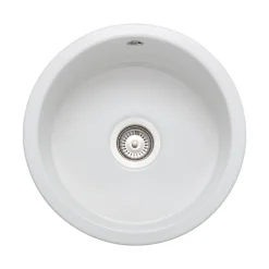 Rangemaster Rustique 1 Bowl Inset/Undermount Fireclay White Ceramic Kitchen Sink & Waste Kit - 445 x445mm