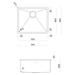 Rangemaster Spectra 1 Bowl Inset or Undermount Stainless Steel Kitchen Sink & Waste - 540 x 440mm