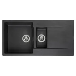 Reginox Amsterdam 1.5 Bowl Granite Composite Kitchen Sink & Waste Kit with Reversible Drainer - 1000 x 500mm