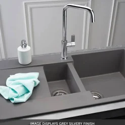 Reginox Amsterdam 1.5 Bowl Granite Composite Kitchen Sink & Waste Kit with Reversible Drainer - 1000 x 500mm