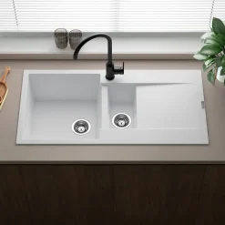 Reginox Amsterdam 1.5 Bowl Granite Composite Kitchen Sink & Waste Kit with Reversible Drainer - 1000 x 500mm