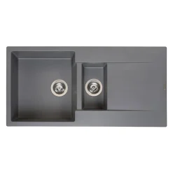 Reginox Amsterdam 1.5 Bowl Granite Composite Kitchen Sink & Waste Kit with Reversible Drainer - 1000 x 500mm
