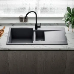 Reginox Amsterdam 1.5 Bowl Granite Composite Kitchen Sink & Waste Kit with Reversible Drainer - 1000 x 500mm