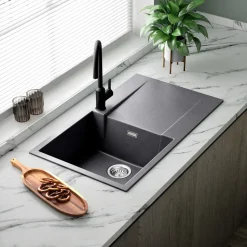 Reginox Amsterdam Compact Single Bowl Granite Composite Kitchen sink & Waste Kit with Reversible Drainer - 860 x 500mm