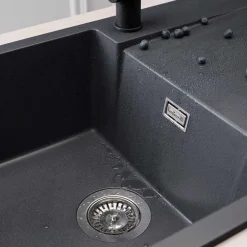 Reginox Amsterdam Compact Single Bowl Granite Composite Kitchen sink & Waste Kit with Reversible Drainer - 860 x 500mm