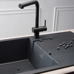 Reginox Amsterdam Compact Single Bowl Granite Composite Kitchen sink & Waste Kit with Reversible Drainer - 860 x 500mm