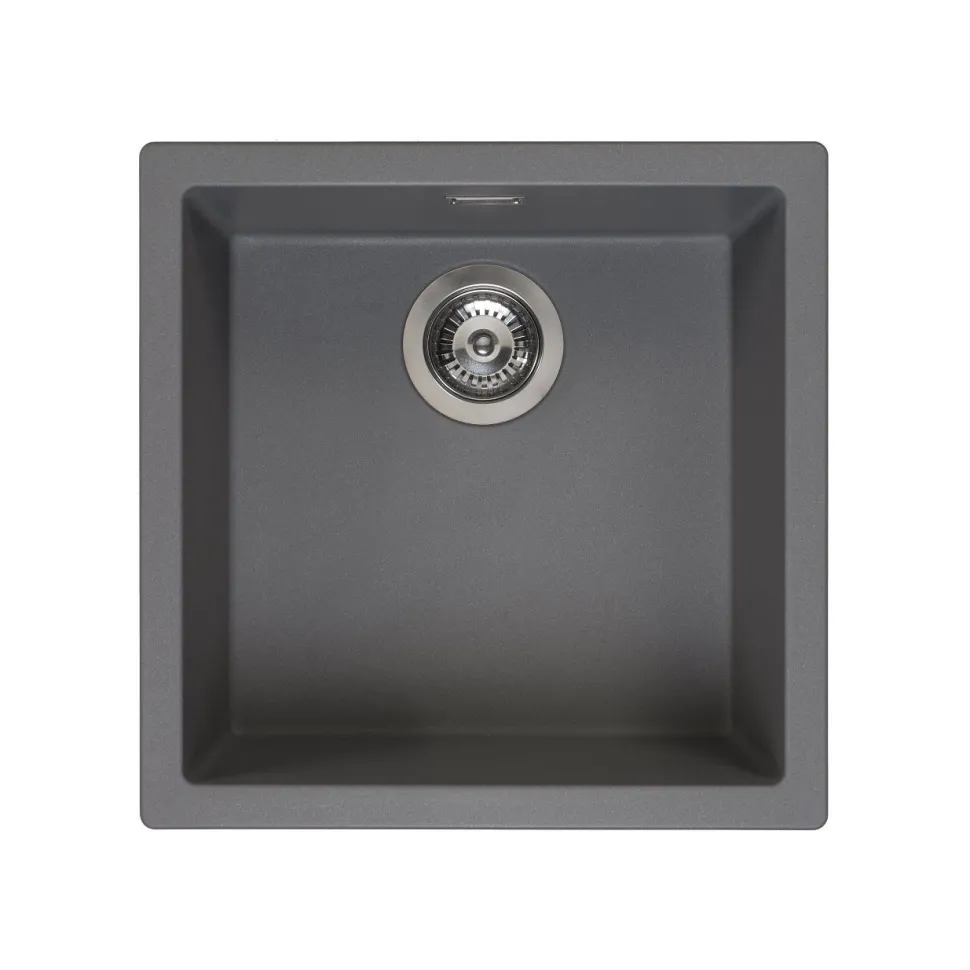 Reginox Amsterdam 40 Single Bowl Granite Composite Inset / Undermount Kitchen Sink & Waste Kit - 460 x 460mm