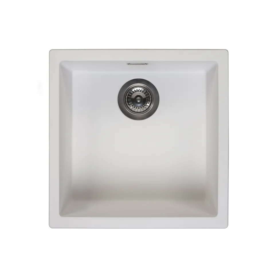 Reginox Amsterdam 40 Single Bowl Granite Composite Inset / Undermount Kitchen Sink & Waste Kit - 460 x 460mm