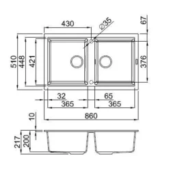 Reginox Best Double Bowl Granite Kitchen Sink & Waste Kit - 860 x 510mm