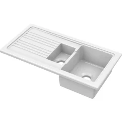 Reginox 1.5 Bowl Ceramic Kitchen Sink & Waste Kit with Reversible Drainer - 1010 x 525mm