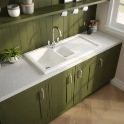 Reginox 1.5 Bowl Ceramic Kitchen Sink & Waste Kit with Reversible Drainer - 1010 x 525mm